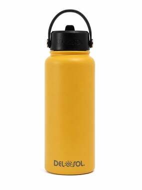 Del Sol 32oz Insulated Stainless Steel Water Bottle with Straw Lid in Yellow